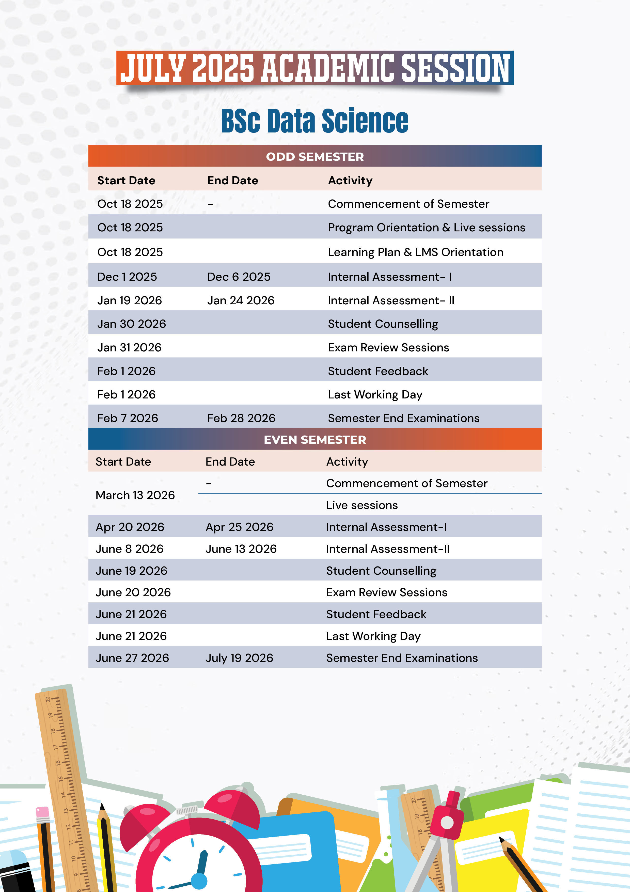 Academic calender 2025-26