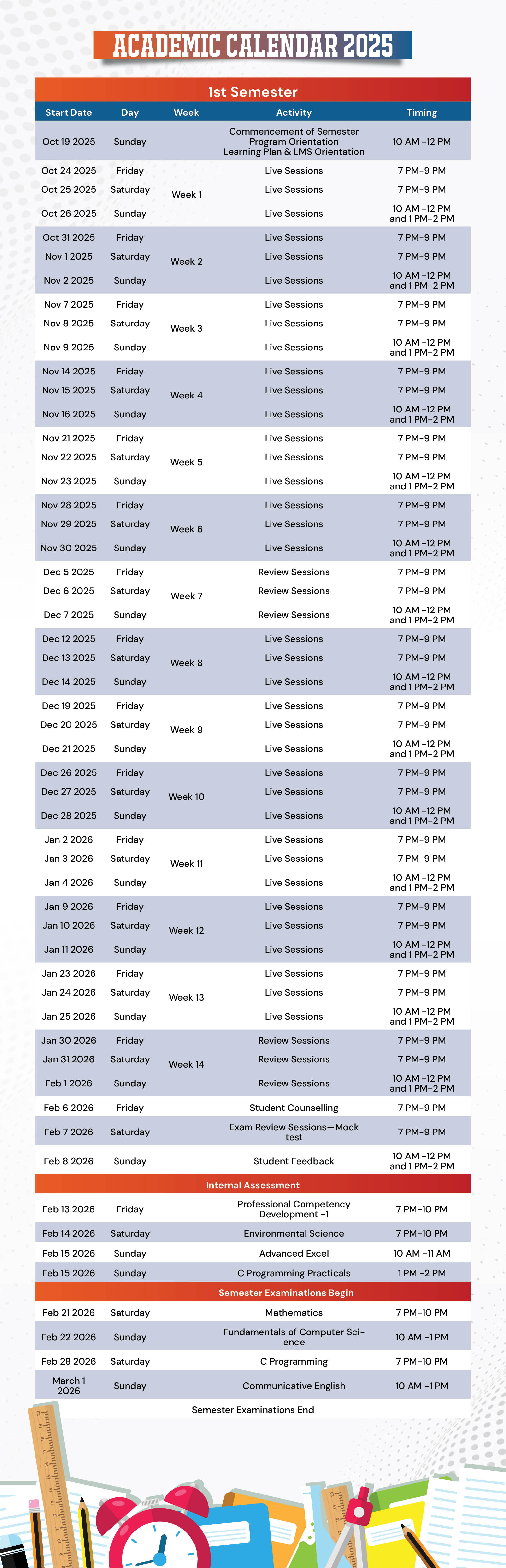 CDOE Academic calender
